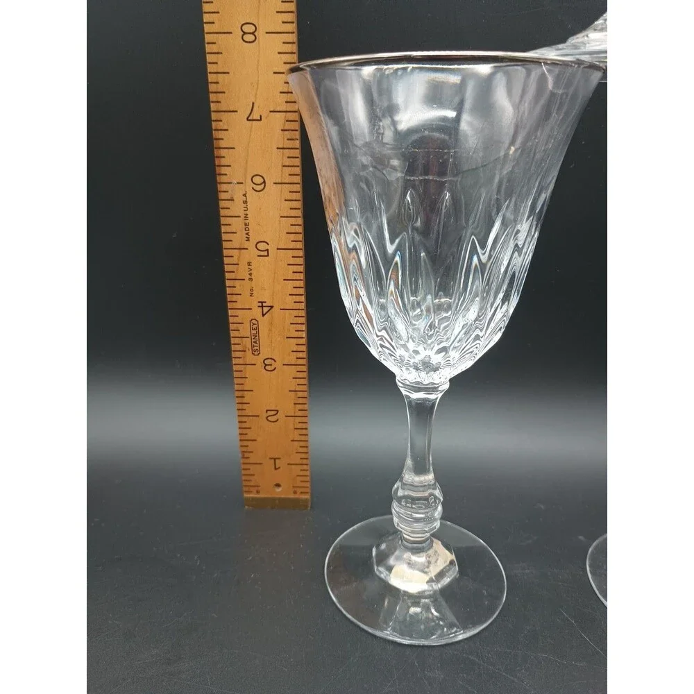 3 Fostoria Kimberly Platinum Water wine Goblets Glasses Lead Crystal 7.5